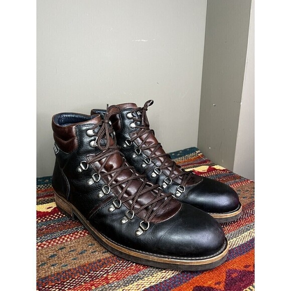 Pikolinos Mens Black Leather Lace Up Ankle Boots Size 48 - Picture 1 of 9